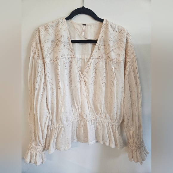Free People Counting Stars Peasant Blouse Boho Size S - Picture 3 of 14